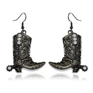 Fashion Western Cowgirl Boots Pendants Stainless Steel Hook Earrings Jewelry For Women Trending Drop