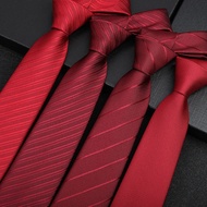 Lazy Tie Business Formal Wear Tie Red Zipper Wine Red Striped Groom Wedding Bow Tie