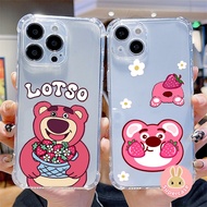 Cute Bear Casing For OPPO R9S R9 F1 F3 R11 R11S Plus A11K R15 Pro Transparent Shockproof Phone Case Four-corner Anti-fall Phone Case Cartoon Lotse Strawberry Bear Cover