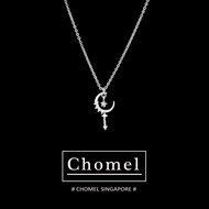 Chomel Silver Necklace Diamond Moon Pendant Original Design Trendy Niche Womens Fashion Jewelry Lock