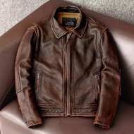 RETRO JACKET MOTORCYCLE Leather Slim Cow Leather AK77