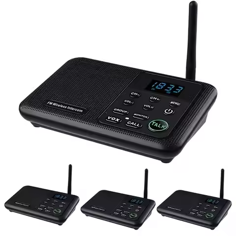 1 Mile Range 22 Channel 100 Digital Code Display Screen Wireless Intercom System for Home Business O