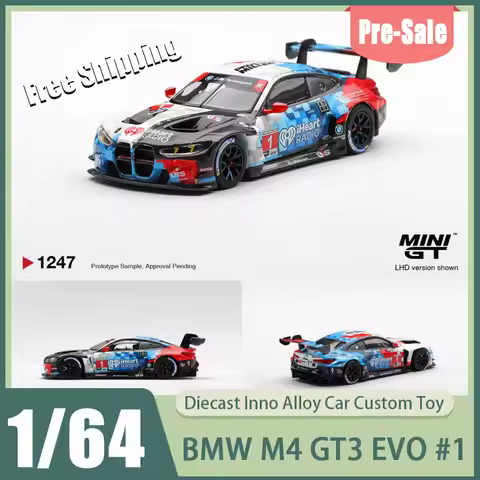 Minigt 1:64 Bmw M4 Gt3 Evo #1 Iheart Radio Livery No 1247 Diecast Alloy Race Car Model Lhd Simulatio