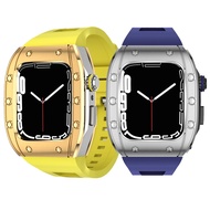 Suitable for apple iwatch 7 apple Watch Modified Case Metal Stainless Steel Protective Case Silicone Strap