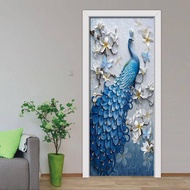 【SA wallpaper】 PVC Wallpaper Sticker, 3D Peacock Pattern, Waterproof, Self-adhesive, For Decorating Bedroom Doors, Houses.