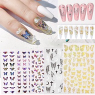 Nail Art Parts Metal Mirror Butterfly Wings Sticker Ultra-thin Laser Self-Adhesive Transfer Slider Decals Wraps Holographic Bronzing Decorations Glitter Manicures DIY Foils