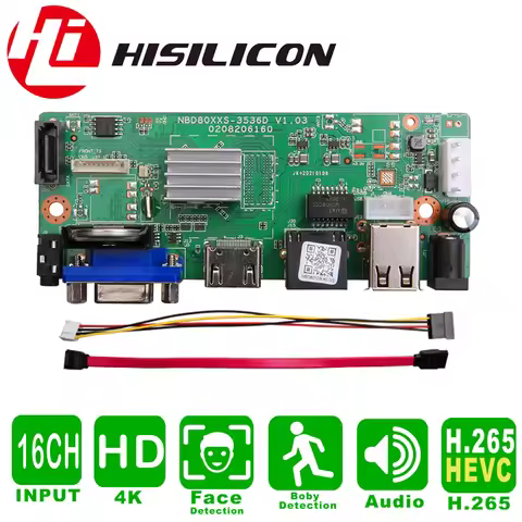 Xmeye Nvr 16Ch 4K Hisilicon Hi3536E Rj45 Ethernet Ip Recorder Board Onvif Hdmi Sata free P2P NBD8016