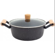 Imarflex 伊瑪牌  24cm 麥飯石雙耳湯鍋