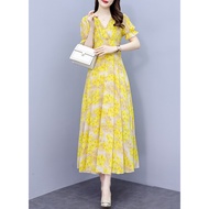 Korean women's long dress D7961/maxi dress imported Korean women's v-neck