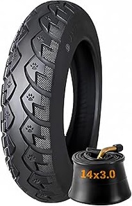 14x3.0 Bike Tire with Tube, 8PR Nylon Inner Tube Type, Block Tread, Max Load 352LBS, Pressure 300kPa