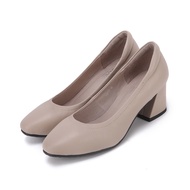 Pabder CS9481 Plain Slanted Wedge Heels Beige