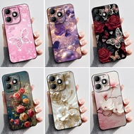 For ITEL A90 4G A6610L Case Luxury Fashion Flower Butterfly Printed Black Jelly Soft TPU Silicone Co