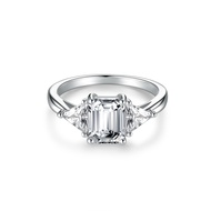 3CT Moissanite 3 Stone Emerald Cut Radiant Cut Moissanite Engagement Rings for Women, 2-1/2 Carat St