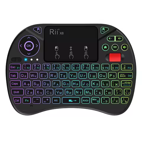 Rii X8 Backlit Mini Wireless Keyboard English Russian Portuguese 2.4G Air Mouse Remote Touchpad for 
