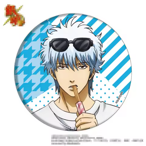 58mm Anime Okita Sougo Hiiikata Toushirou Sakata Gintoki Cosplay COSTUME Badge Pin SPTE Tinplate Bro