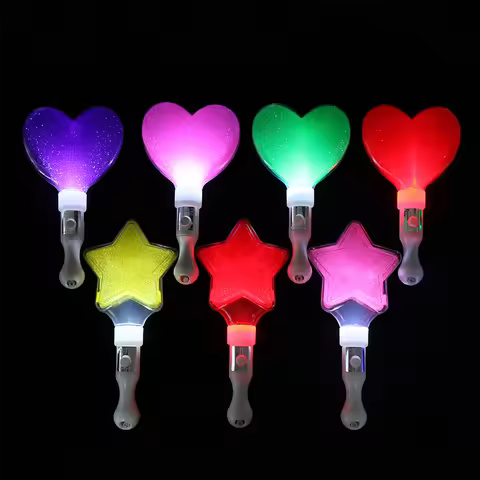 1Pc Colors Change LED Glow Stick Heart Star Shape Luminous Concert Cheering Tube Wedding Party Light