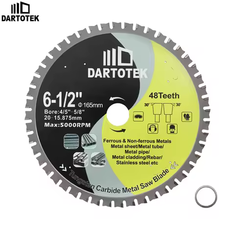 DARTOTEK 1Pc 165mm 48T Hard alloy Cutting Disc Circular Saw Blade For Cutting Metal Plates Steel Bar