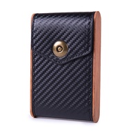 Carbon Fiber PU Leather Solid Wood Splicing Extended Fine Cigarette Box For Mens Portable 20 Pack Ci
