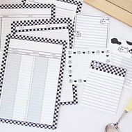 Note Paper B5 Large Format 30 Sheets with Black and White Checkered Border