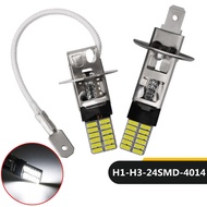 2PCS H3 H1 Mentol LED untuk Lampu Kabus 24 SMD Putih 12V Lampu Kabus LED Lampu Jalan