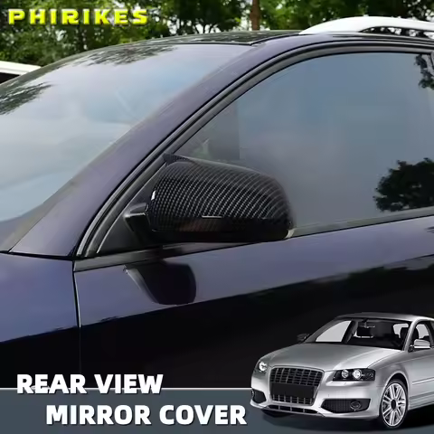 Black Side Mirror Caps for Audi A3 S3 8P 05-08 A4 S4 B6 B7 8E 8H, A6 S6 C6 4F Replacement Style Carb