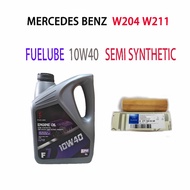 MERCEDES BENZ W204  W211  OIL FILTER + FUELUBE 10W40 SEMI  SYNTHETIC  ENGINE OIL