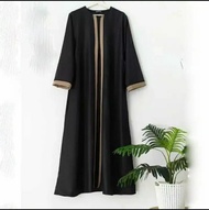 Gamis Abaya Hitam Polos Full Kancing Depan Sampai Bawah Remaja Moscrepe Mosscrepe Moscrep NEW