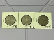（十角形伍圓一套）香港硬幣英女王伊利沙伯 1976，1978 & 1979 年五元 Government of Hong Kong Queen Elizabeth ll 1976，1978 & 197