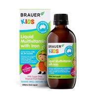 💯ของแท้💯 วิตามินรวมผสมธาตุเหล็กสำหรับเด็ก BRAUER Kids Liquid Multivitamin with Iron