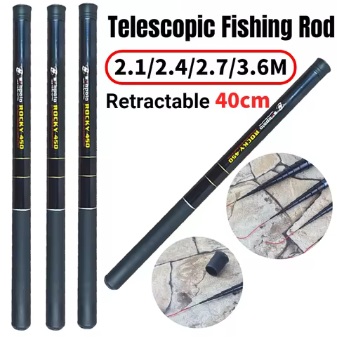 Telescopic Fishing Rod Fishing Rod Fiberglass Fishing Pole Ultralight 2.1/2.4/2.7/3.6M Retractable 4