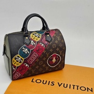 Louis Vuitton LV 限量款 老花字紋 山本寬齋 30公分波士頓包/手提包