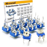 15 Values 100-2M Ohm Potentiometer, 6mm Adjustable Variable Resistor Assortment Kit, 150 pcs, with T