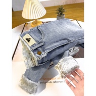 Light Blue Plus Silver Fox Velvet Skinny Jeans - Ideal for Autumn/Winter