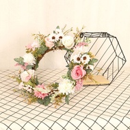 Begonia Wall-Mounted Garland Wreath Rose Simulation Plant Wholesale Manufacturer Home Handmade Decor