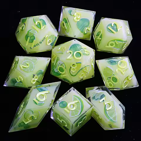 9 Polyhedral Resin Dice D and D Set Verdant Citrus Fresh