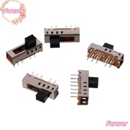 FOREVER 5pcs Micro Slide Switch, 10P 2P4T 5mm Toggle Toggle Switch, Miniature SS-24E01 Vertical 4 Po