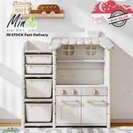 Instock - 4 IN 1 Kids Cabinets Kitchen Pretend Play Storage Cabinet Kids Toy drawer Organizer Book Shelf Block Panel Writing table White Board Magnetic panel Space Saver Study Table Wardrobe Organizers Shelf Cabinet Storage Box