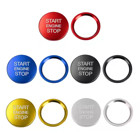 1Pc Car Engine Start Stop Button Key Ring Cover Ignition Stickers for Audi Q5 Q7 A8L A5 A6L A4L Red 