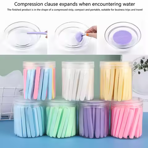 50pcs Compressed Face Wash Wash Face Sponge Clean Face Disposable Powder Puff Face Cleansing Cotton