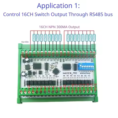16ch Bidirectional Full-duplex Transparent Transmission of Digital IO RS485 Modbus RTU Module N4D3E1