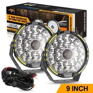 Auxbeam 360-PRO LED Driving Lights 9 inch 270W Round Offroad Lights with 2PCS Amber/Black Protective