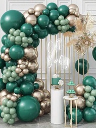 Kit De Arco De Globos De Guirnalda Verde Y Dorada De 88 Piezas, Globos Verdes Oscuros, Globos De Látex Verdes Esmeralda Y Globos De Helio Dorados Metálicos Para Decoraciones De Fiesta De Graduación De Bodas De Cumpleaños De La Jungla Del Bosque