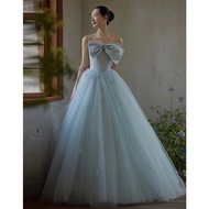 เรียบหรู เจ้าหญิงไหล่เดียวสีน้ําเงิน เดรส สําหรับผู้หญิงงานแต่งงานพิธีหมั้น Hostess High-End น้ำหนัก