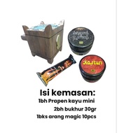 BUKHUR complete package prapen bukhur 4in1 gahru +Hajar Aswad + charcoal + wooden mabkhara prapen