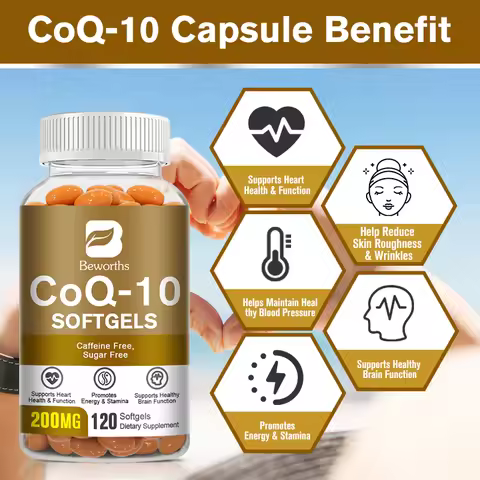 BEWORTHS Coenzyme Q10 Capsules COQ10 Health Supplement for Adult Enhance Heart Function Support Brai