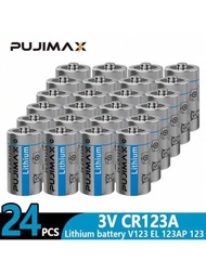 Pujimax 2/4/8/12/24個 Cr123a/cr17345/kl23a/vl123a/dl123a/5018lc/el123ap 3v 鋰電池,適用於遙控器、鬧鐘、門鈴、汽車鑰匙、遊戲控制器、手電筒,性能優良、耐用、長壽命[不可充電電池,請勿充電]