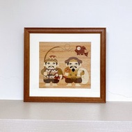 【箱根寄木細工】日本工藝品 畫 木象嵌 惠比壽 大黑天