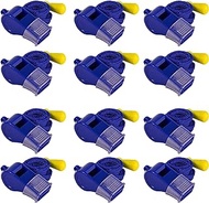 MISUYACO 12 Pack Plastic Sport Whistles with Lanyar for Coaches, Referees and Officials, Loud Crisp Sound Emergency Survival Whistle