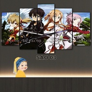 Bộ 5 Tấm Tranh Ghép Dán Tường Sword Art Online Kirito Asuna Dán Tường Fomex 5mm Dán Keo Chuyên Dụng