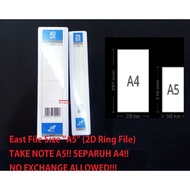 East File Size "A5" (2D Ring File) Available in 25MM & 40MM (SIZE A5) TAKE NOTE A5 SEPARUH A4 NO EXC